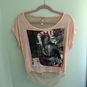 Vintage Style Graphic Tee w/Lace Back